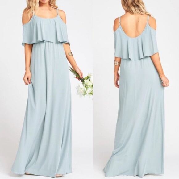 NWT Show Me Your MuMu Caitlin Ruffle Maxi Dress in Sage Green sz S Bridesmaid - Picture 1 of 9